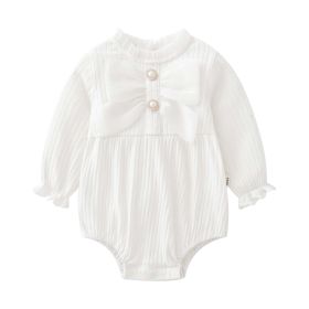 Baby Solid Color Big Bow Patched Design Beautiful Princess Onesies (Size/Age: 90 (12-24M))