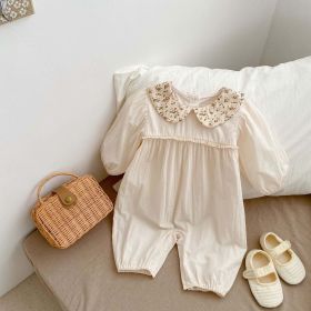 Baby Solid Color Doll Neck Mesh Patched Design Romper (Size/Age: 66 (3-6M))