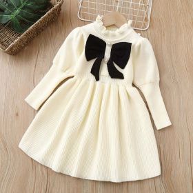 Baby Bow Patched Design Puff Sleeve Princess Dress (Size/Age: 120 (5-7Y))