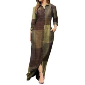 2023 Autumn Casual Fashion Women Dress Single-breasted Long Sleeve (size: M)