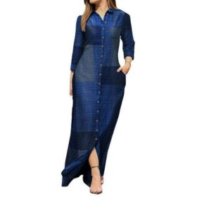 2023 Autumn Casual Fashion Women Dress Single-breasted Long Sleeve (size: L)