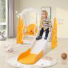 Toddler Slide and Swing Set 4 in 1,Kids Playground Climber Slide Playset with Basketball Hoop,Rocket Themed Slide, Freestanding Combination for Babies