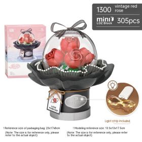 Building Block Bouquet With Light Small Particles Educational Toys (Option: 1300 Models)