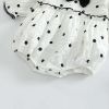 Baby Girl Polka Dot Pattern Bow Decoration Bodysuit With Headband