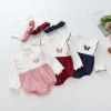 Baby Girl 1pcs Butterfly Embroidered Graphic Frill Trim Longsleeve Bodysuit