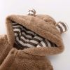 Baby Bunny Embroidered Pattern Coral Fleece Design Thickened Romper With Hat