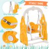 Toddler Slide and Swing Set 4 in 1,Kids Playground Climber Slide Playset with Basketball Hoop,Rocket Themed Slide, Freestanding Combination for Babies