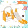 Toddler Slide and Swing Set 4 in 1,Kids Playground Climber Slide Playset with Basketball Hoop,Rocket Themed Slide, Freestanding Combination for Babies