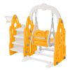 Toddler Slide and Swing Set 4 in 1,Kids Playground Climber Slide Playset with Basketball Hoop,Rocket Themed Slide, Freestanding Combination for Babies