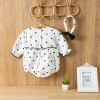 Baby Girl Polka Dot Pattern Bow Decoration Bodysuit With Headband