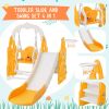Toddler Slide and Swing Set 4 in 1,Kids Playground Climber Slide Playset with Basketball Hoop,Rocket Themed Slide, Freestanding Combination for Babies