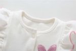 Baby Girl 1pcs Butterfly Embroidered Graphic Frill Trim Longsleeve Bodysuit
