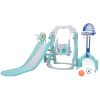 5 in 1 Slide and Swing Playing Set, Toddler Extra-Long Slide with 2 Basketball Hoops, Football, Ringtoss, Indoor Outdoor