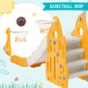 Toddler Slide and Swing Set 4 in 1,Kids Playground Climber Slide Playset with Basketball Hoop,Rocket Themed Slide, Freestanding Combination for Babies