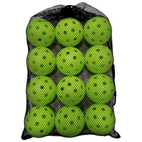 74mm40 Hole 26g Plastic Pickleball Weifu Holed Balls Pickleball Black Net Pocket Suit 12 PCs (Color: green)