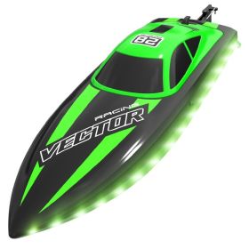 Remote-control Ship With Light 24g Water Toy Boat Competitive Boat LED Remote Control High Speed Speedboat Electric Boat (Color: green)