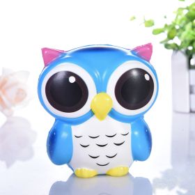 PU Big Eye Owl Slow Rebound Decompression Toy (Option: Blue-12x10cm)