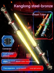 Children's Exciting Dragon Magic Laser Sword Cool Retractable Two-in-one (Option: Bronze Style Double Sword-USB)