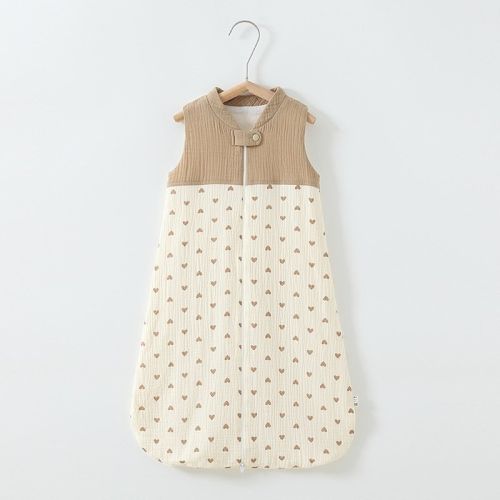 Baby Sleeping Bag Double Layer Patchwork Stand-up Collar Gauze Waistcoat Sleeping Bag