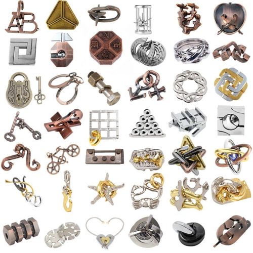 Zinc Alloy Intellectual Looping-off Unlock Suit Chinese String Puzzle Intelligence Knot Burr Puzzle Gold