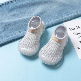 Mesh Infant Indoor Floor Soft Bottom Non-slip Toddler Shoes (Option: Gray Large Grid-22to23)