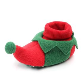 Christmas Baby Soft Sole Shoes Toddler (Option: Red And Green Christmas Tree-12cm)
