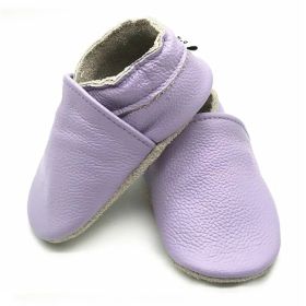 Baby Soft Bottom Solid Color Calf Leather Shoes Toddler Shoes (Option: Purple-L)
