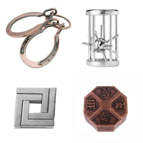 Zinc Alloy Intellectual Looping-off Unlock Suit Chinese String Puzzle Intelligence Knot Burr Puzzle Gold
