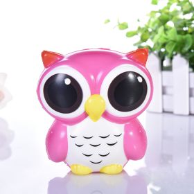 PU Big Eye Owl Slow Rebound Decompression Toy (Option: Rose Red-12x10cm)