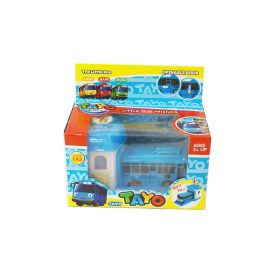 Cart Small Bus Children's Bus Toy Ejection Car Parking Lot (Color: Blue)