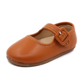 Children's Leather Shoes Candy Color Soft Bottom Cute Princess (Option: Siberian Hazelnut Brown-23)