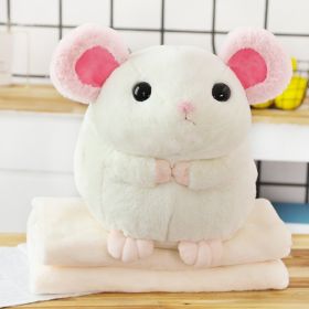 Mouse Doll Cute Sleeping Doll Pillow Plush Toy Hand Warmers Three In One Blanket Car Cushion (Option: Creamy White-Three In One)