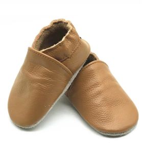 Baby Soft Bottom Solid Color Calf Leather Shoes Toddler Shoes (Option: Turmeric-M)