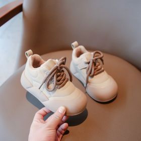 Fleece-lined Thickened Children's Sneaker Thick Bottom (Option: Beige-36)