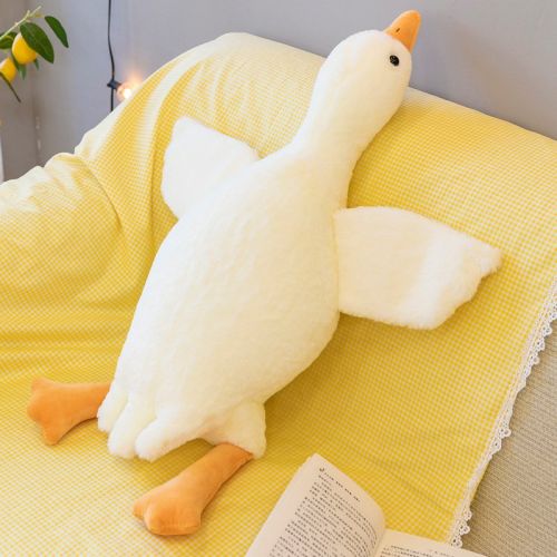 Sand Carving Duck Big White Geese Plush Doll Dehaired Angora Long Sleeping Pillow Birthday Gift