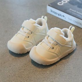 Breathable Baby Girl Baby Soft-soled Toddler Shoes (Option: Beige-Size 24)