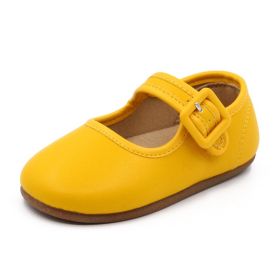 Children's Leather Shoes Candy Color Soft Bottom Cute Princess (Option: Custard-31)