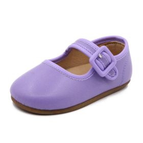 Children's Leather Shoes Candy Color Soft Bottom Cute Princess (Option: Haze Purple-31)