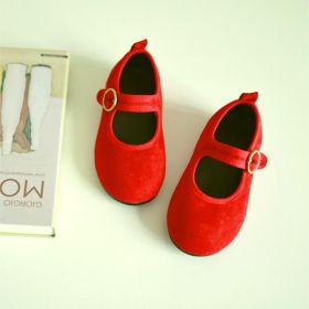 Velcro Four Seasons Small Fabric Shoes (Option: Red-195mm)