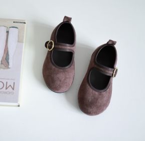 Velcro Four Seasons Small Fabric Shoes (Option: Brown-195mm)
